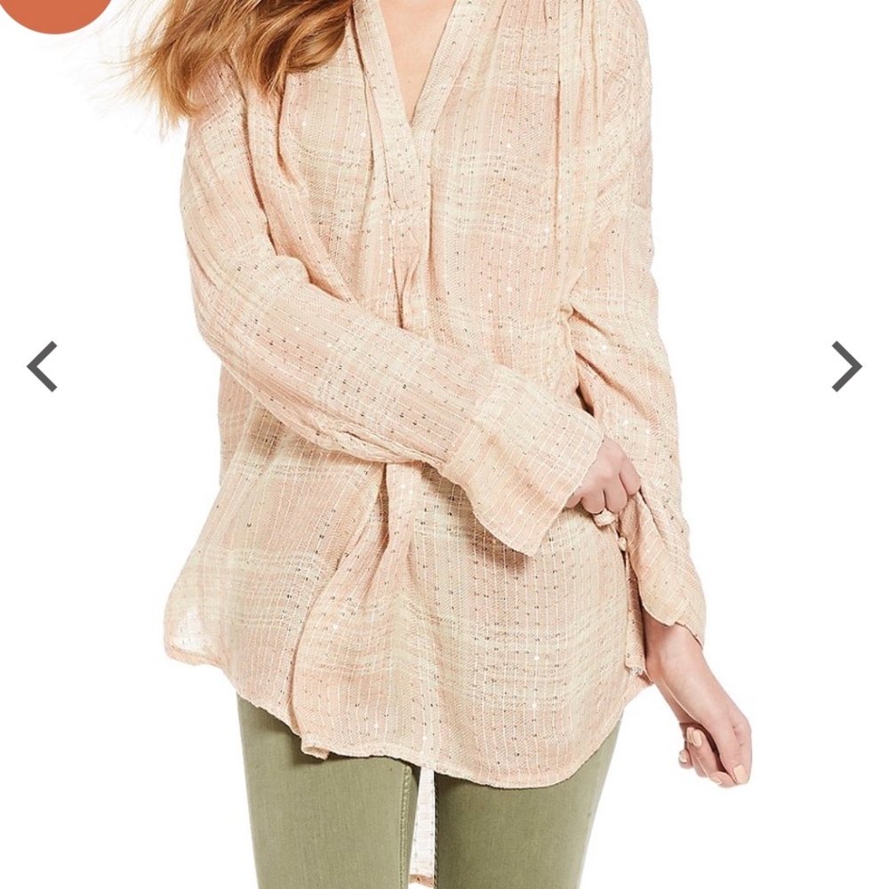 Free People Fearless Love Pullover Gauzy Plaid